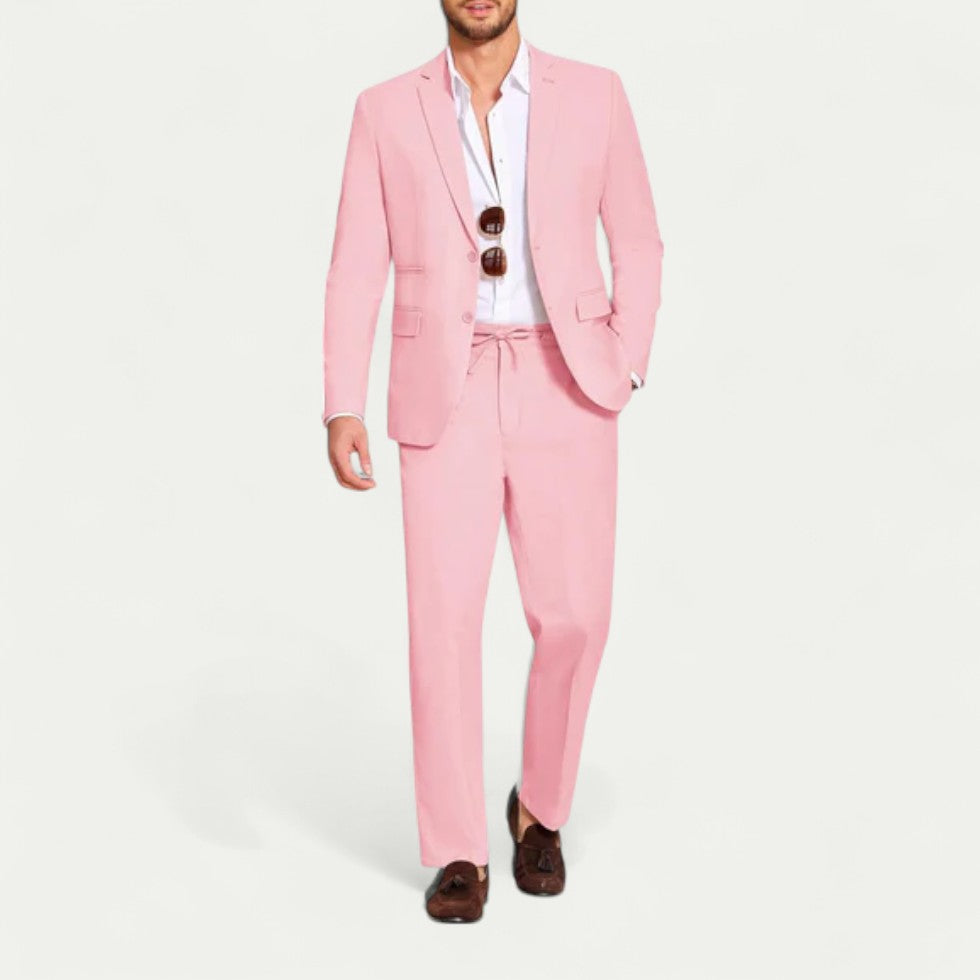 Cotton Blend Suit Set for Smart Casual Menswear Styling