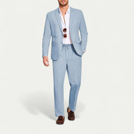 Cotton Blend Suit Set for Smart Casual Menswear Styling