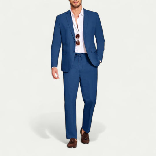 Cotton Blend Suit Set for Smart Casual Menswear Styling