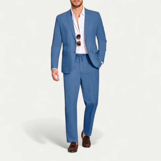 Cotton Blend Suit Set for Smart Casual Menswear Styling