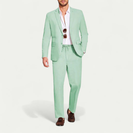 Cotton Blend Suit Set for Smart Casual Menswear Styling