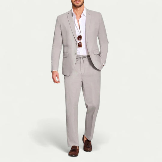 Cotton Blend Suit Set for Smart Casual Menswear Styling