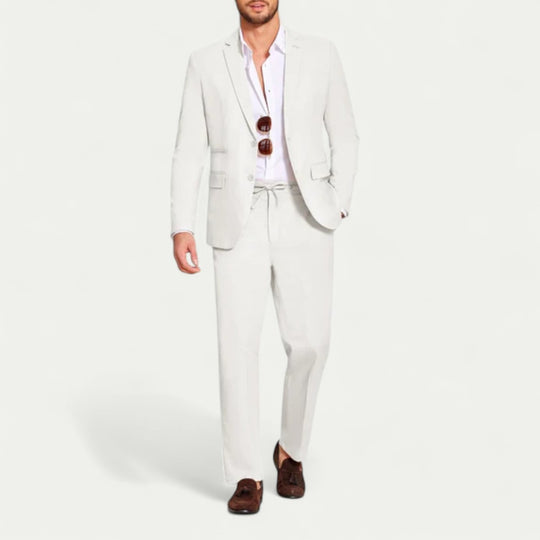Cotton Blend Suit Set for Smart Casual Menswear Styling