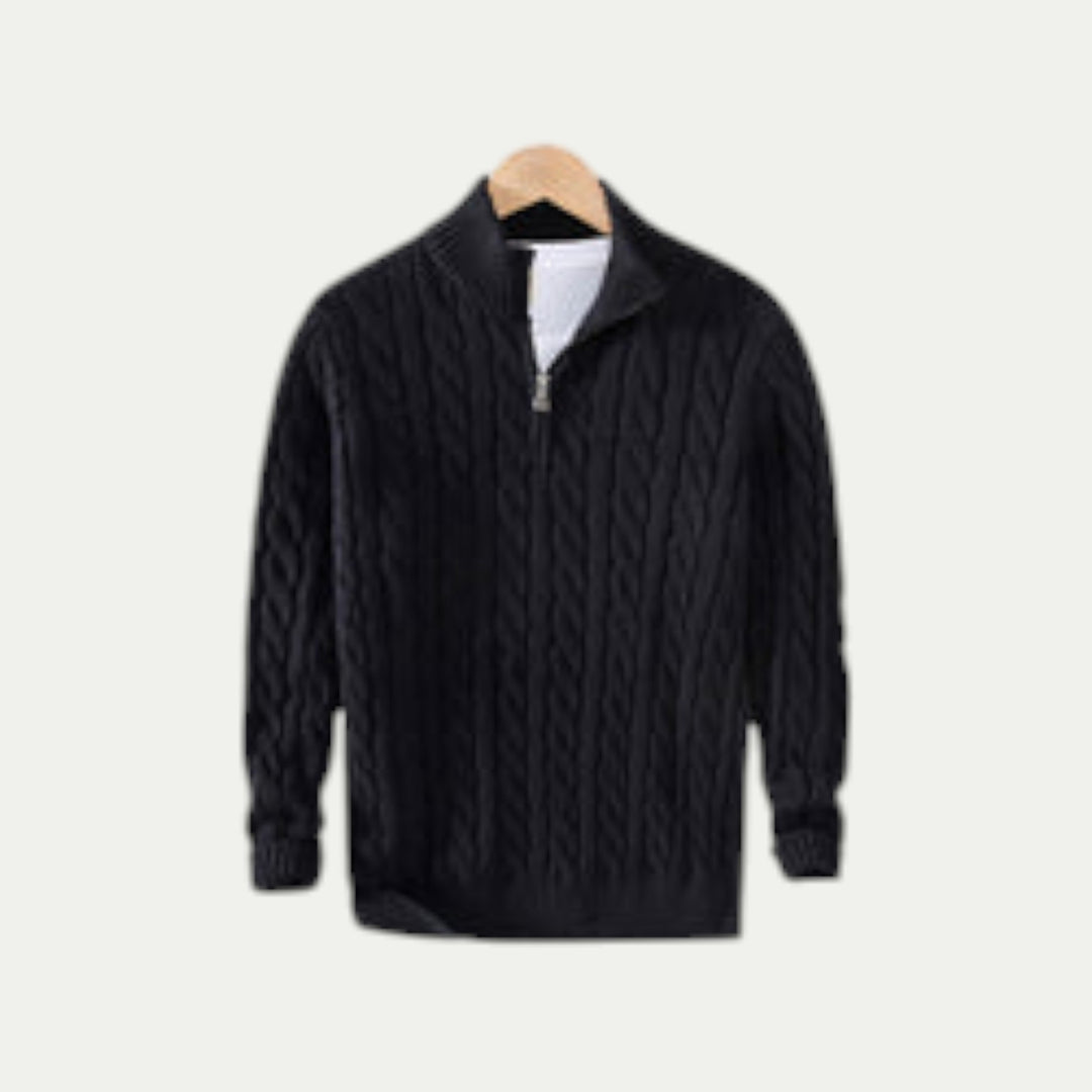 Men OId Money Half Zip Cotton Knit Pullover Sweater