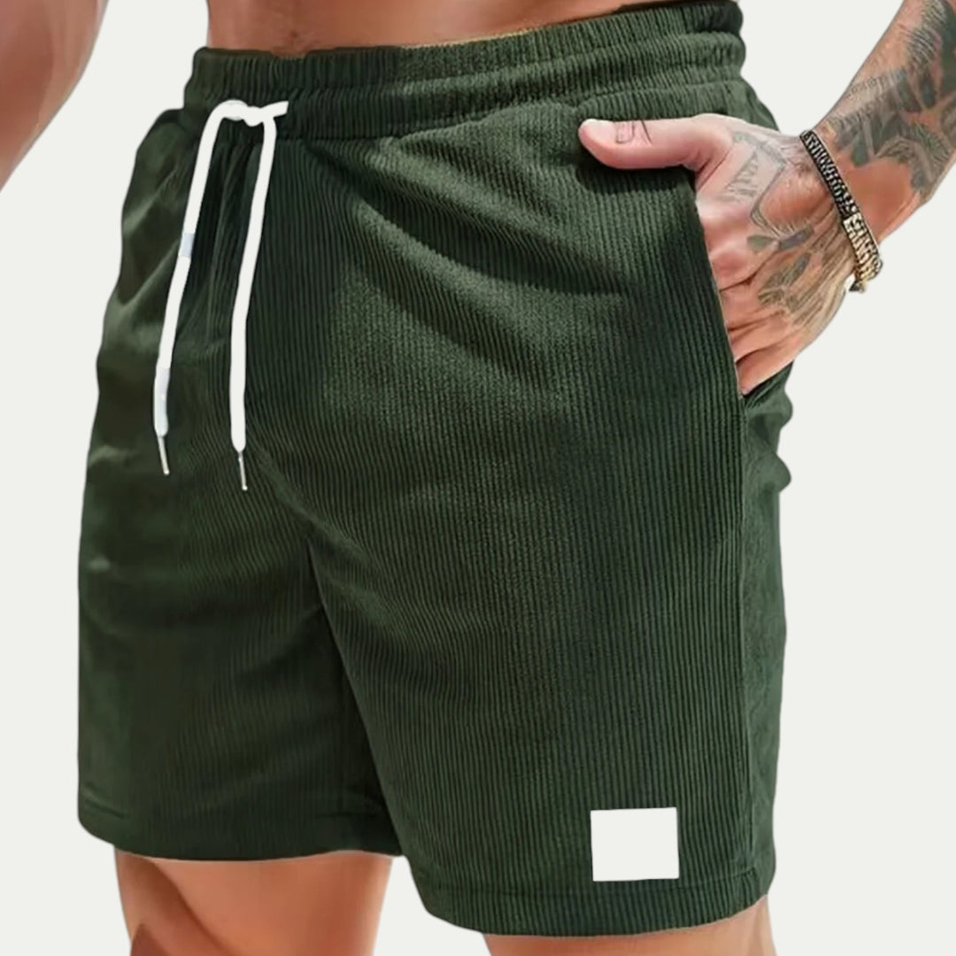 Men Corduroy Drawstring Summer Casual Jogger Shorts