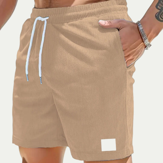Men Corduroy Drawstring Summer Casual Jogger Shorts