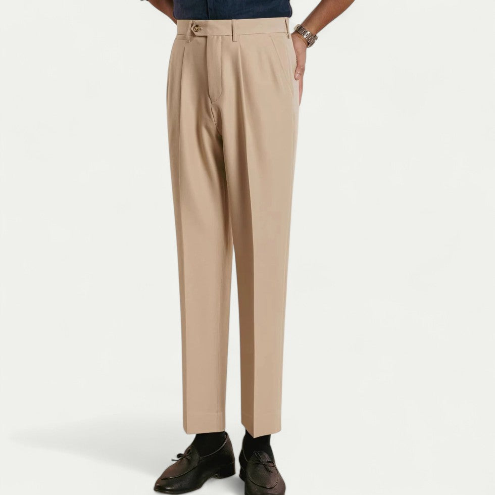 Men's Tailored Trousers Smart Pleated Formal Fit