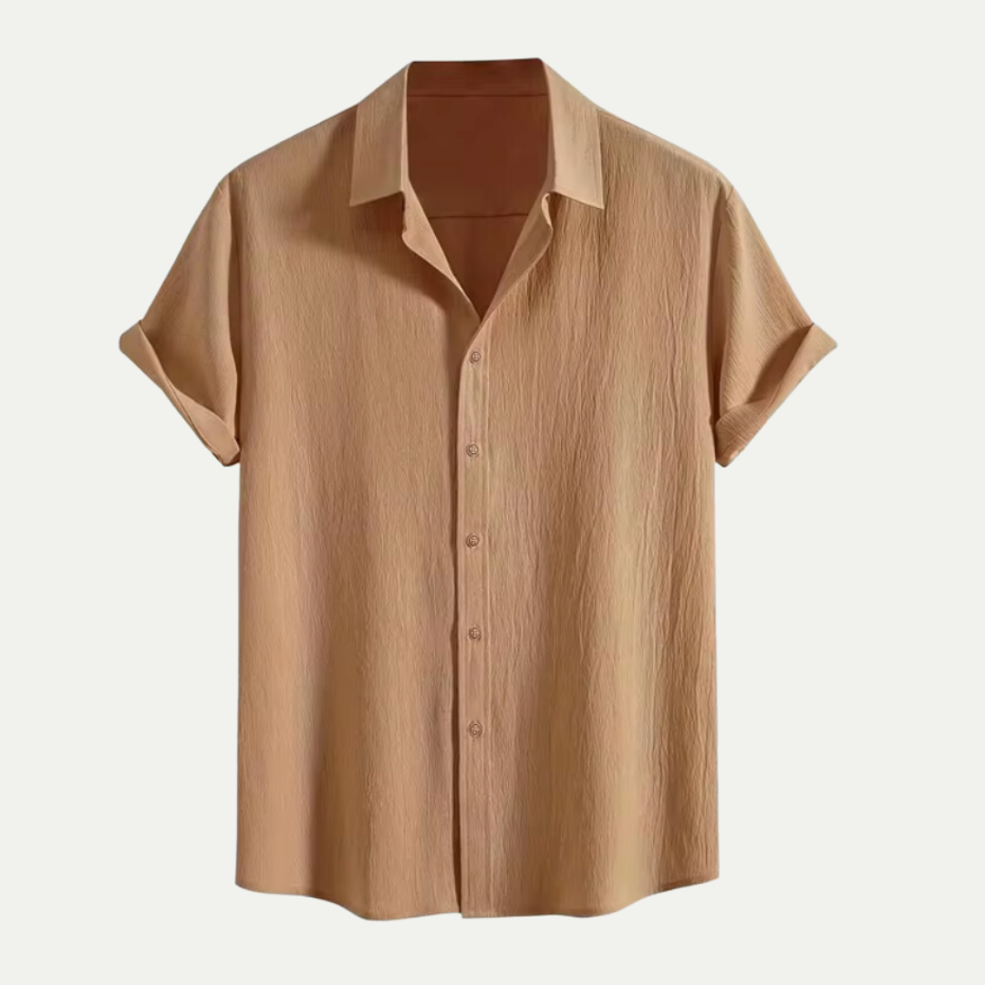 Randimo | Men’s Linen Wrinkle-Textured Button-Down Shirt