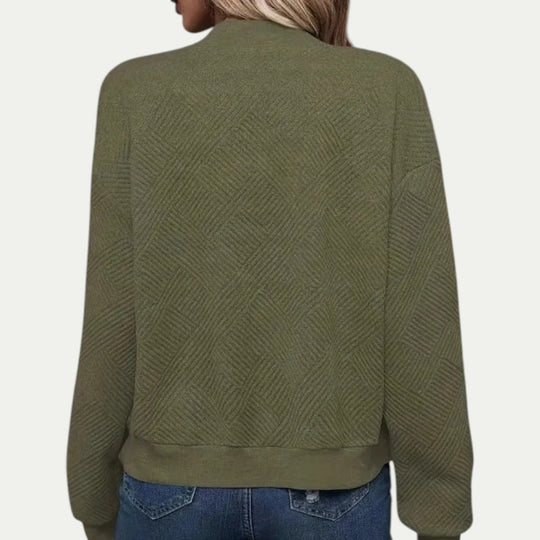 Zip Up Textured Bomber Jacket for Casual Layering