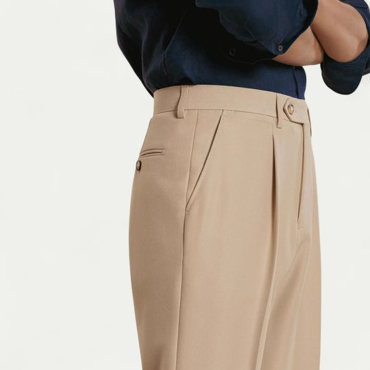 Men's Tailored Trousers Smart Pleated Formal Fit