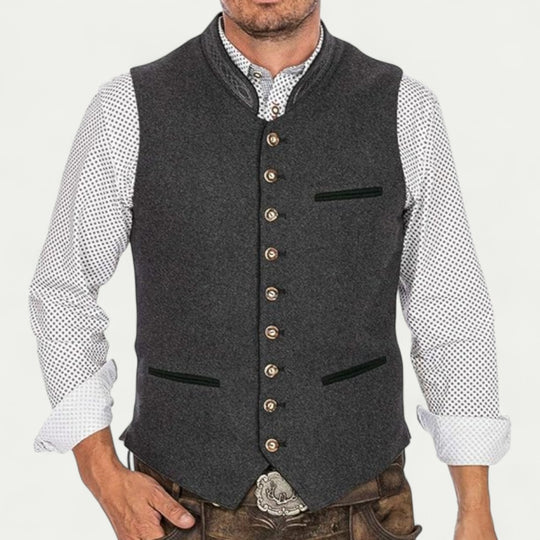 Mens Traditional Bavarian Vest Grey Classic Look