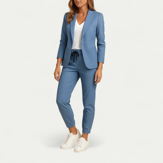 Tailored Cotton Blend Jogger Set for Work to Weekend Style