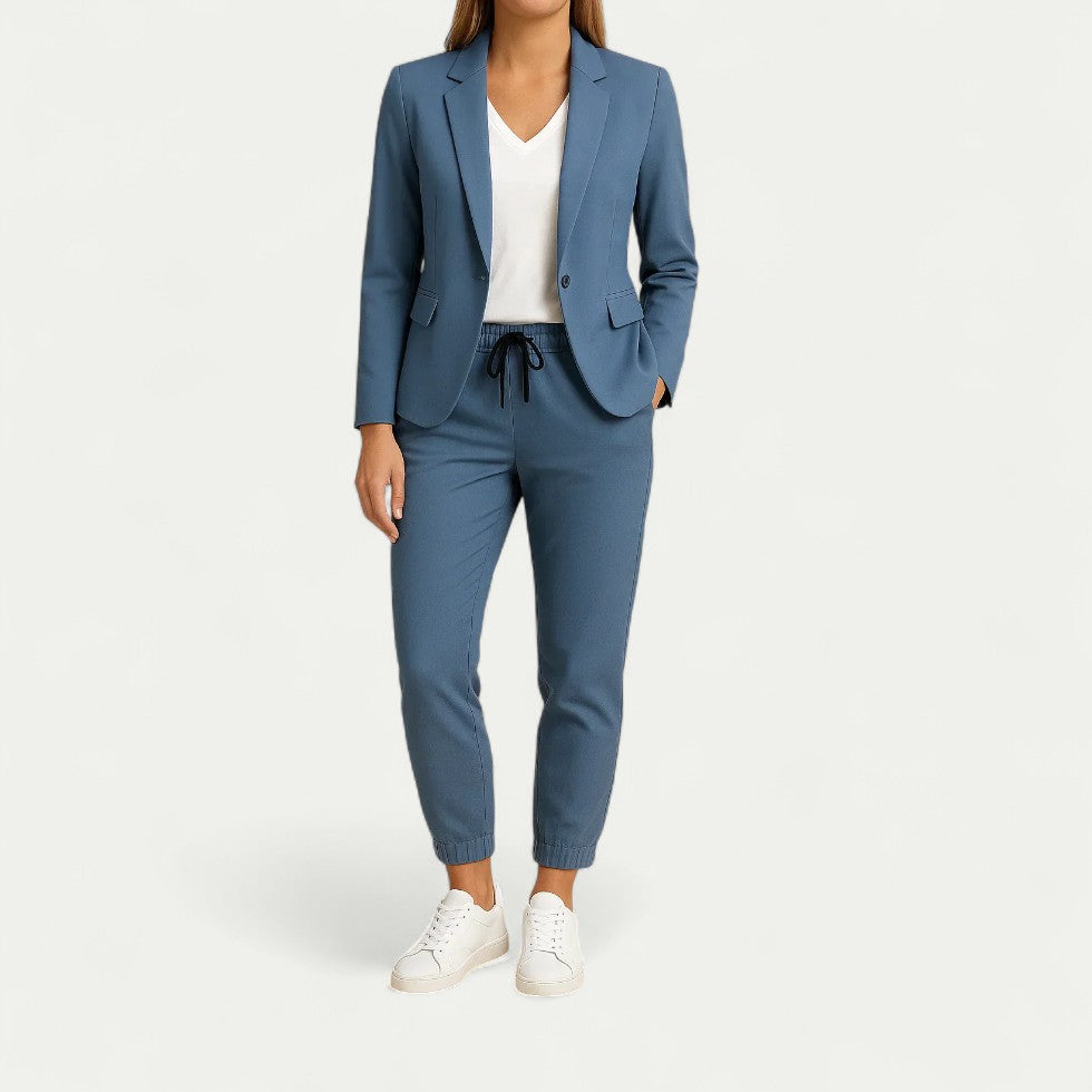 Tailored Cotton Blend Jogger Set for Work to Weekend Style