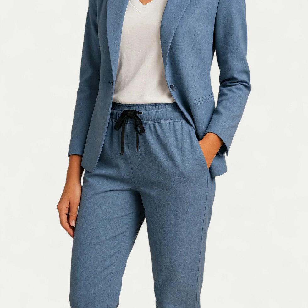 Tailored Cotton Blend Jogger Set for Work to Weekend Style