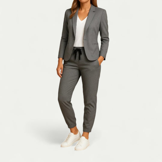 Tailored Cotton Blend Jogger Set for Work to Weekend Style