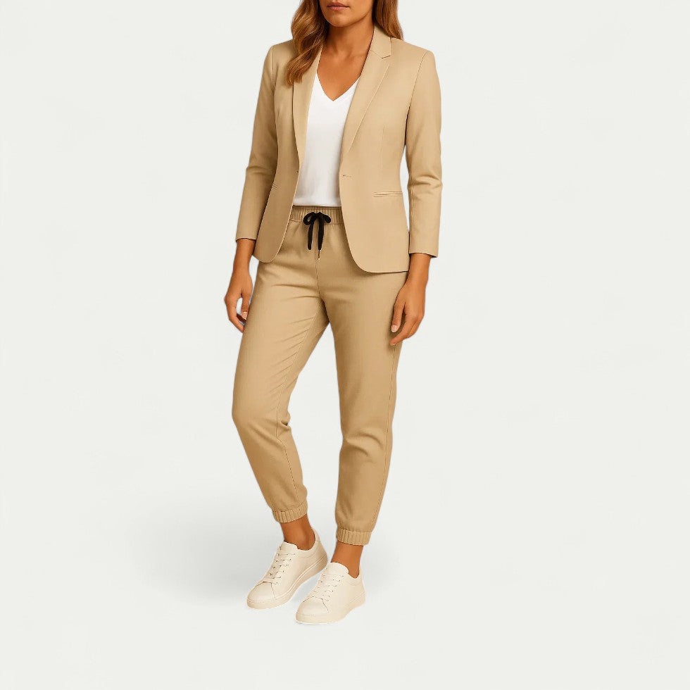 Tailored Cotton Blend Jogger Set for Work to Weekend Style
