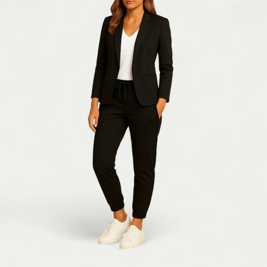 Tailored Cotton Blend Jogger Set for Work to Weekend Style