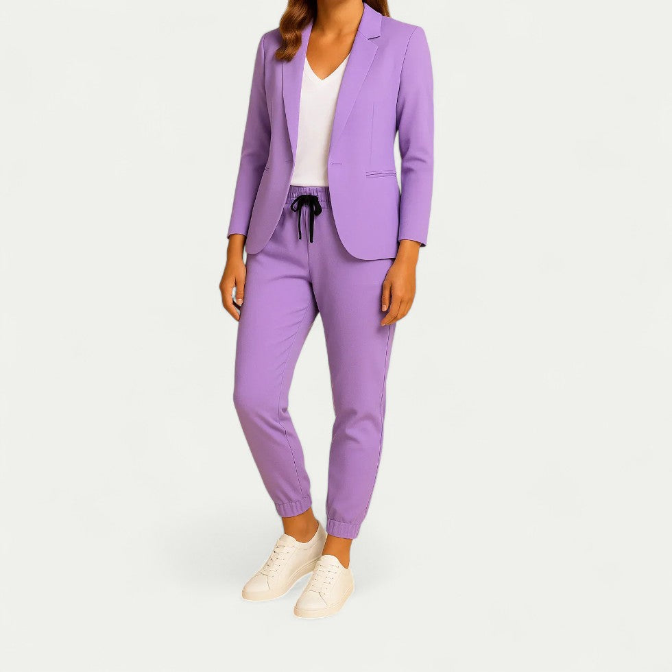 Tailored Cotton Blend Jogger Set for Work to Weekend Style