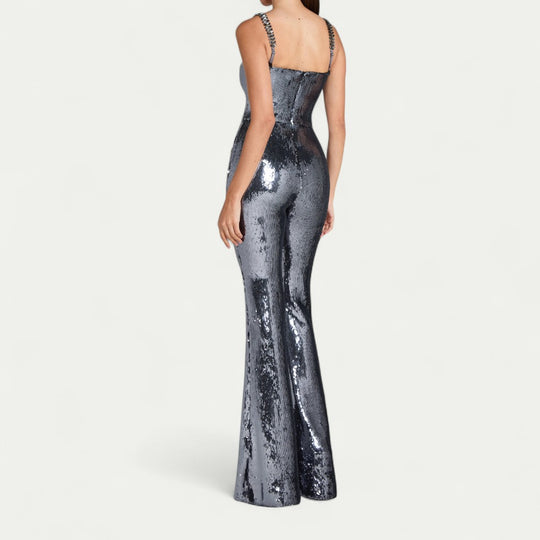 Sequin Flared Jumpsuit for Statement Evening Style
