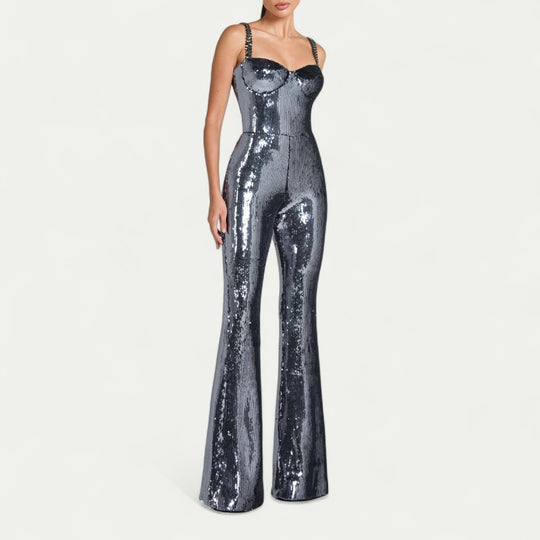 Sequin Flared Jumpsuit for Statement Evening Style