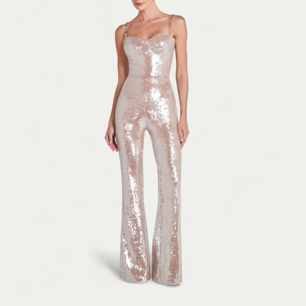 Sequin Flared Jumpsuit for Statement Evening Style