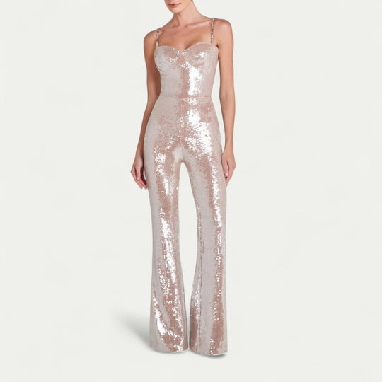 Sequin Flared Jumpsuit for Statement Evening Style