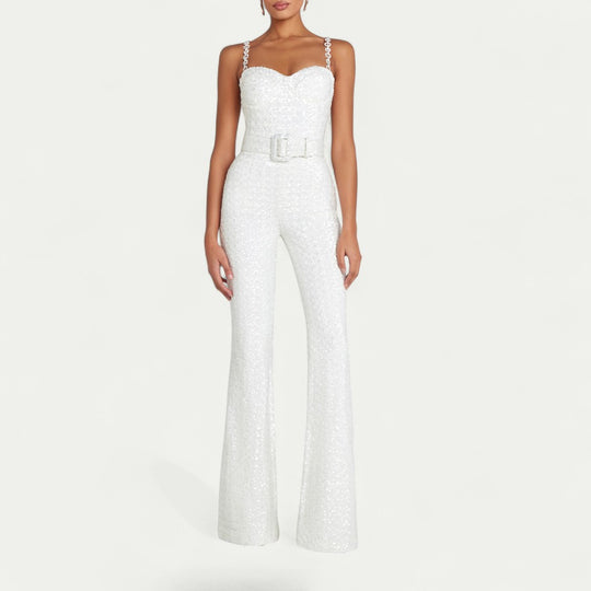 Sequin Flared Jumpsuit for Statement Evening Style