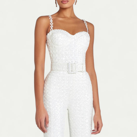 Sequin Flared Jumpsuit for Statement Evening Style