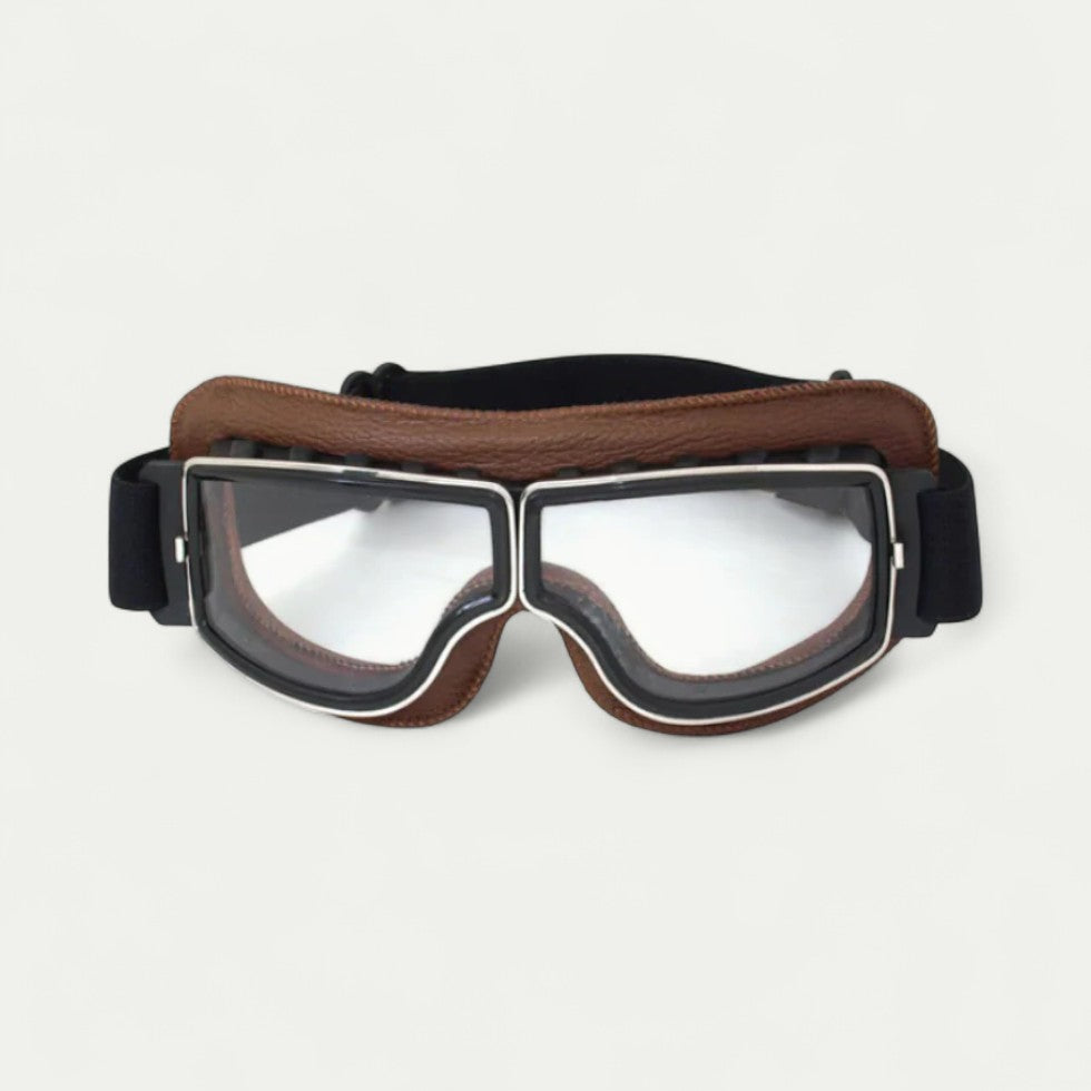 Vintage Motorcycle Goggles with Clear Anti Fog Lenses