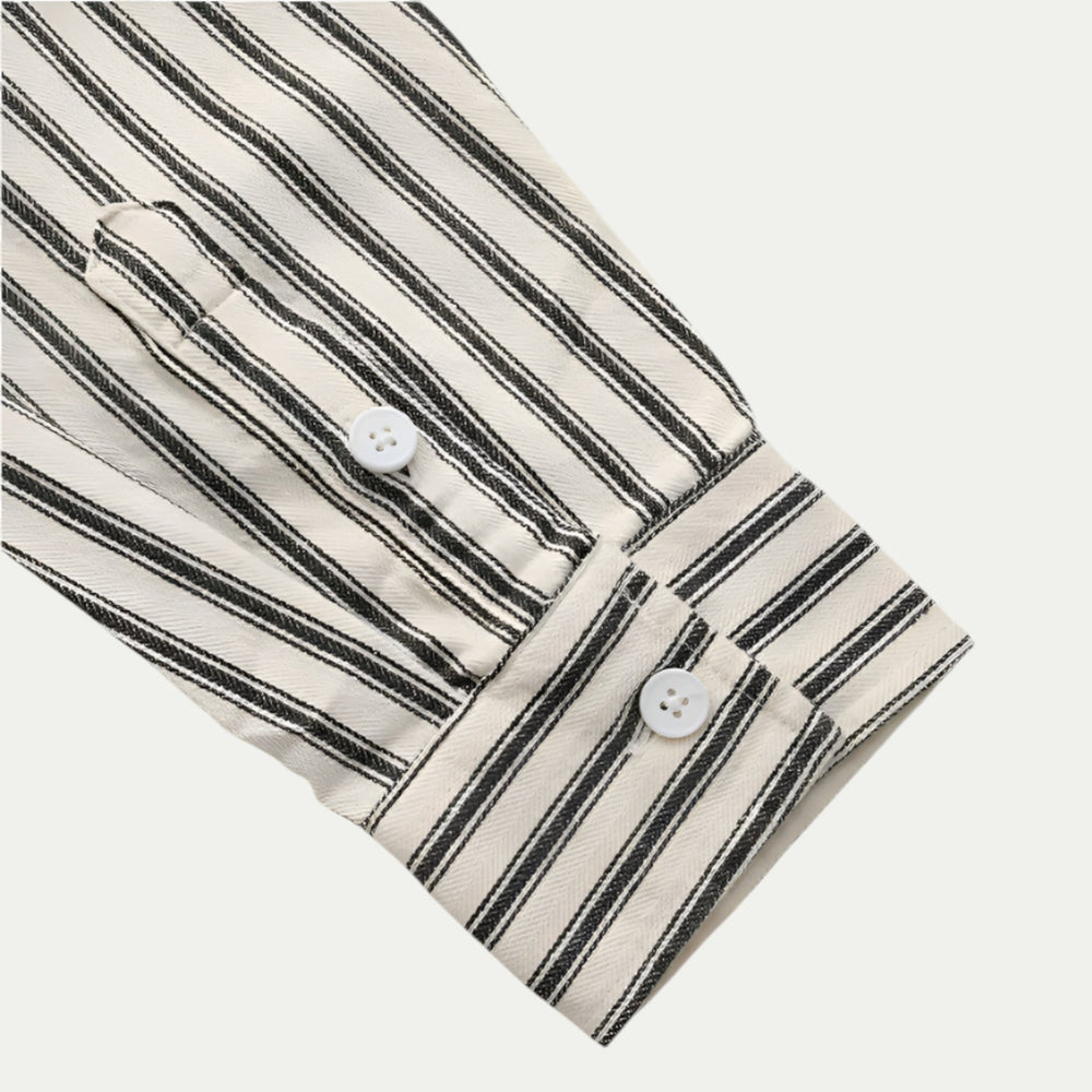 Randimo | Men Cotton Long Sleeve Striped Blouse Shirt Smart Casual