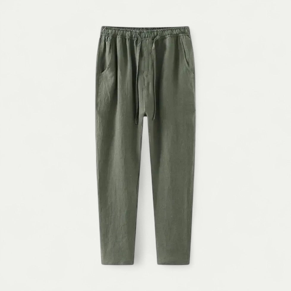 Relaxed Fit Linen Blend Trousers for Summer Everyday Wear