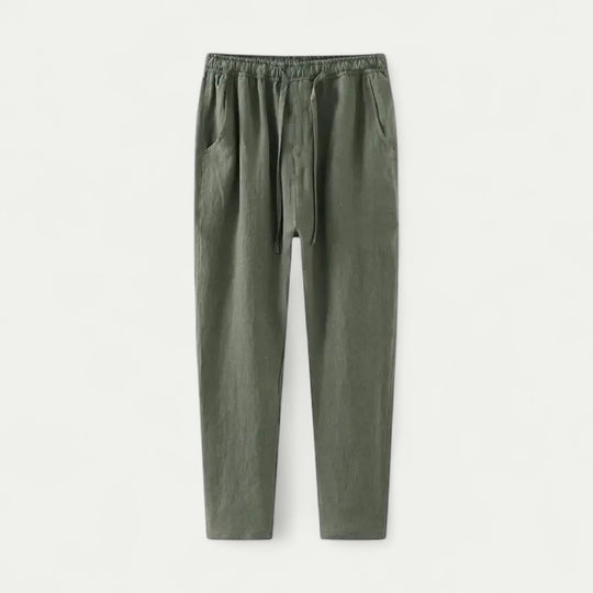 Relaxed Fit Linen Blend Trousers for Summer Everyday Wear