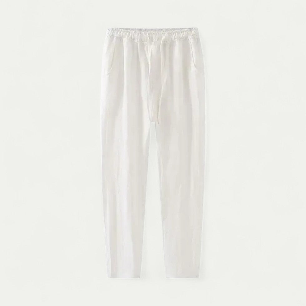 Relaxed Fit Linen Blend Trousers for Summer Everyday Wear