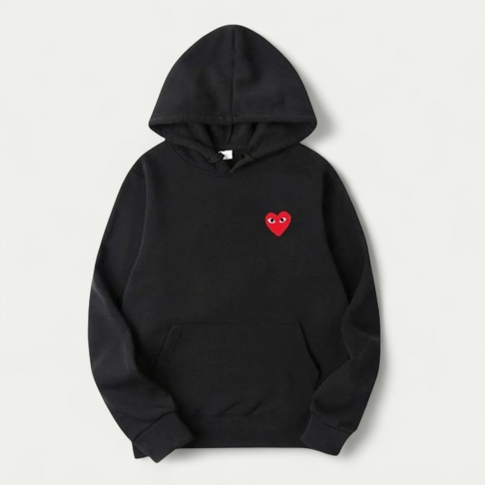 Women's Casual Hoodie with Embroidered Heart Detail