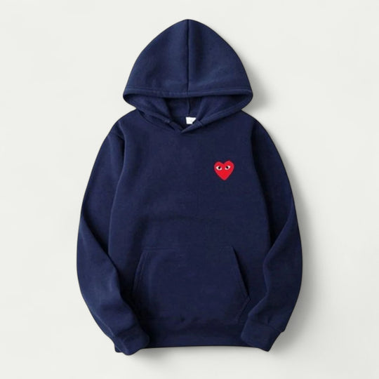 Women's Casual Hoodie with Embroidered Heart Detail