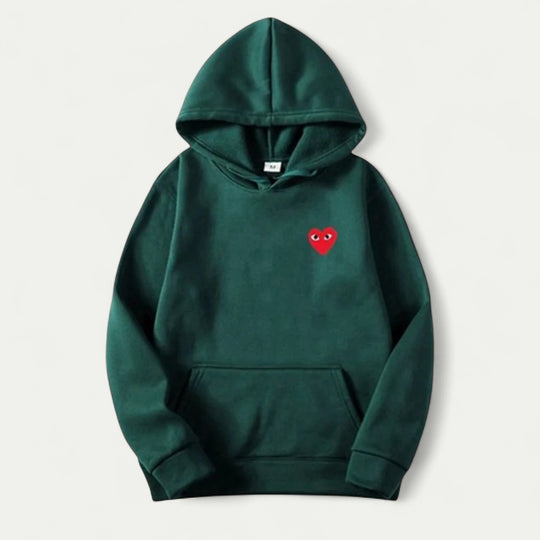 Women's Casual Hoodie with Embroidered Heart Detail