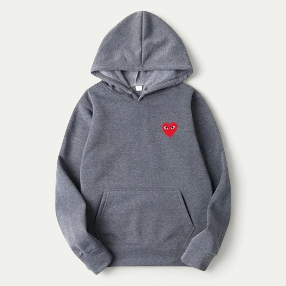 Women's Casual Hoodie with Embroidered Heart Detail