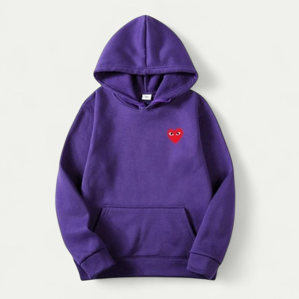 Women's Casual Hoodie with Embroidered Heart Detail
