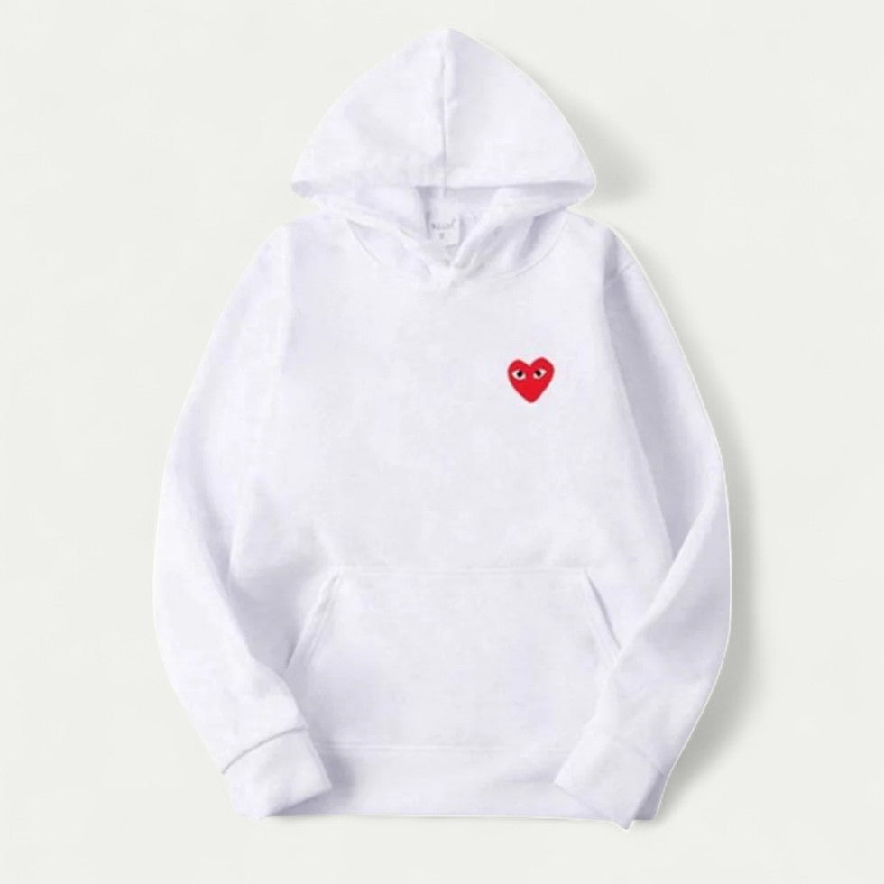 Women's Casual Hoodie with Embroidered Heart Detail