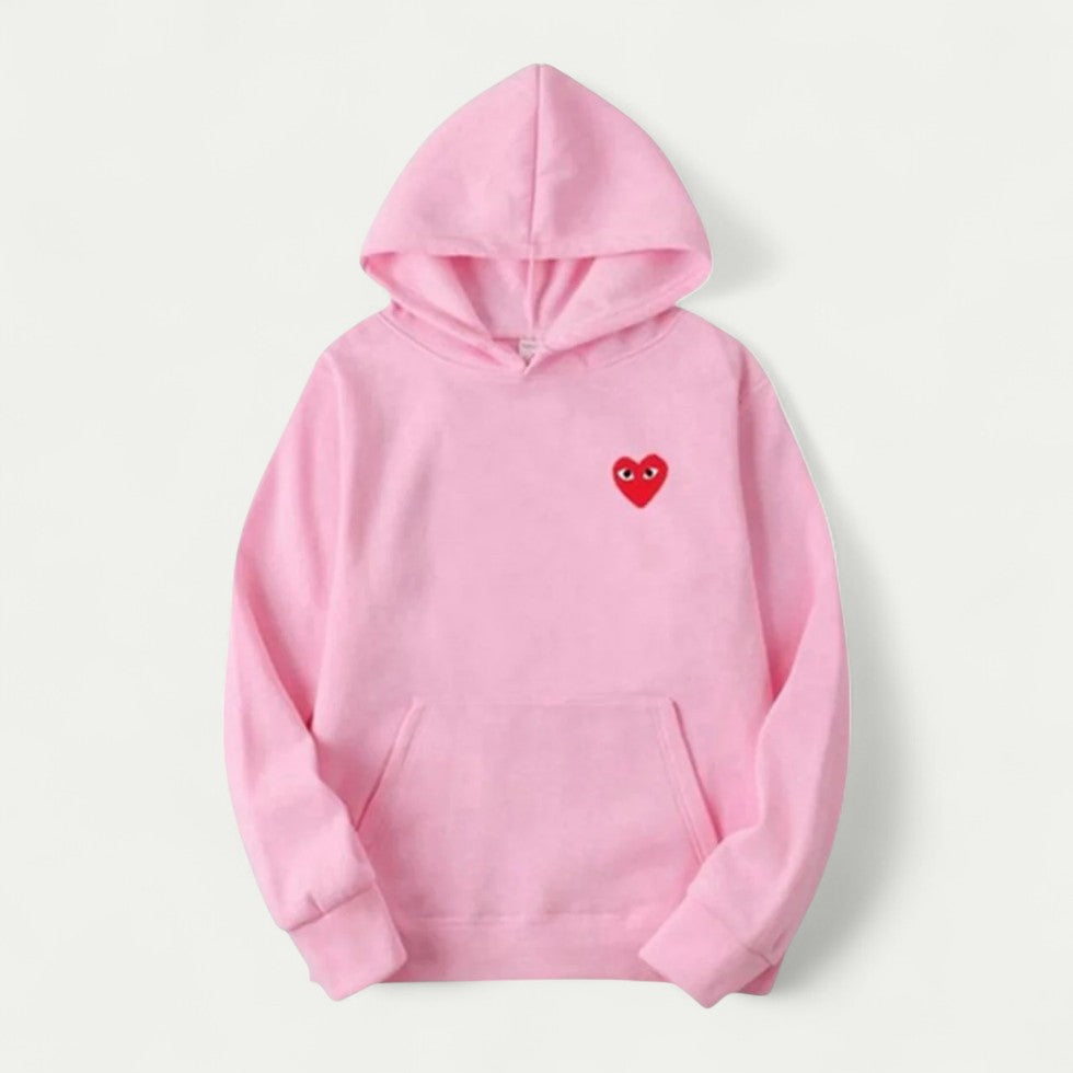 Women's Casual Hoodie with Embroidered Heart Detail
