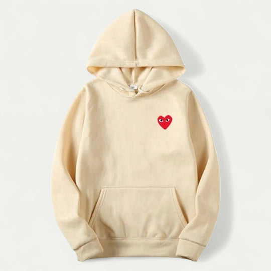 Women's Casual Hoodie with Embroidered Heart Detail