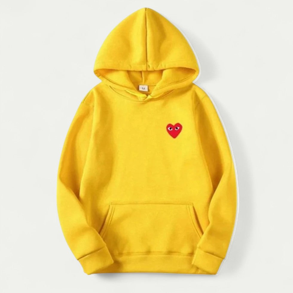 Women's Casual Hoodie with Embroidered Heart Detail