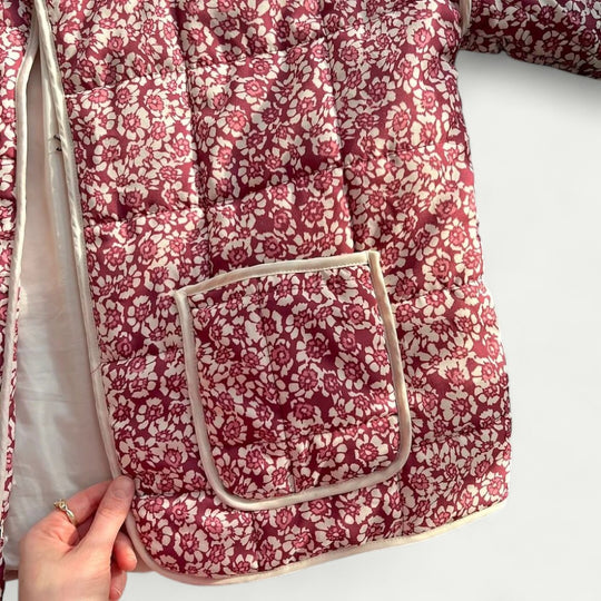 Lightweight Quilted Floral Jacket with Front Pockets