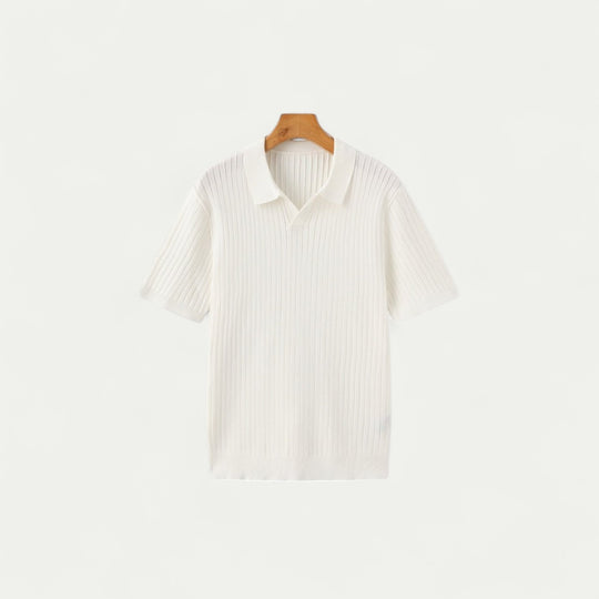 Men Ribbed Old Money Polo Shirt