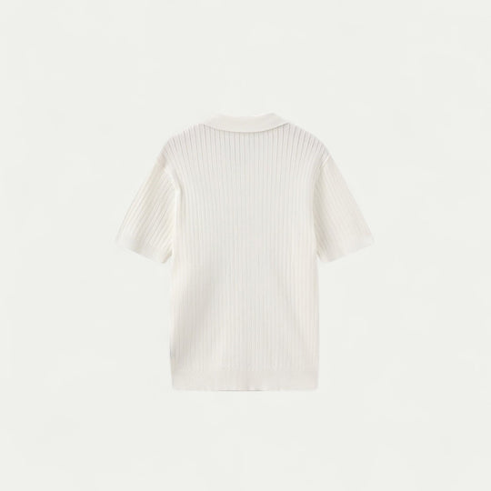 Men Ribbed Old Money Polo Shirt
