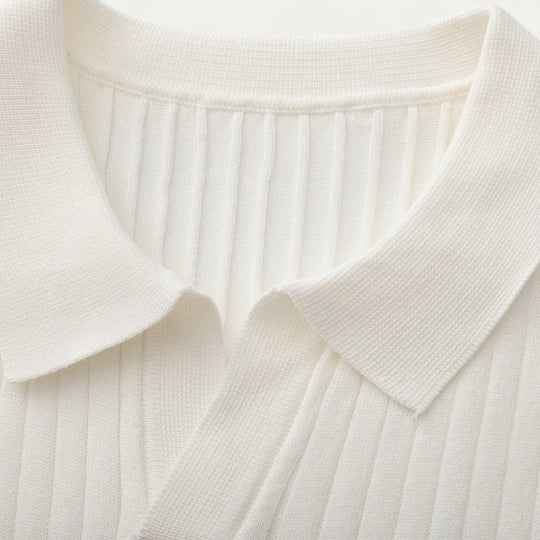 Men Ribbed Old Money Polo Shirt