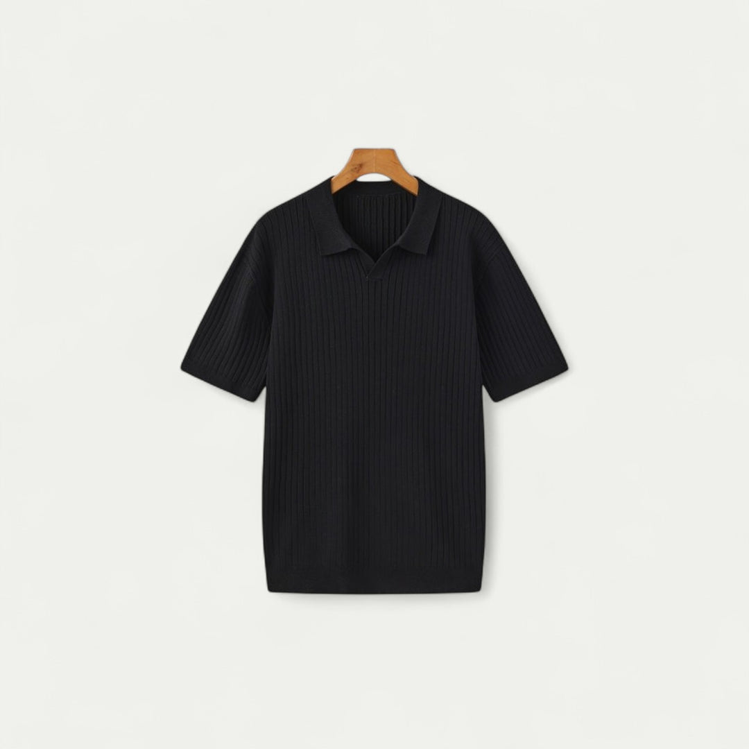 Men Ribbed Old Money Polo Shirt