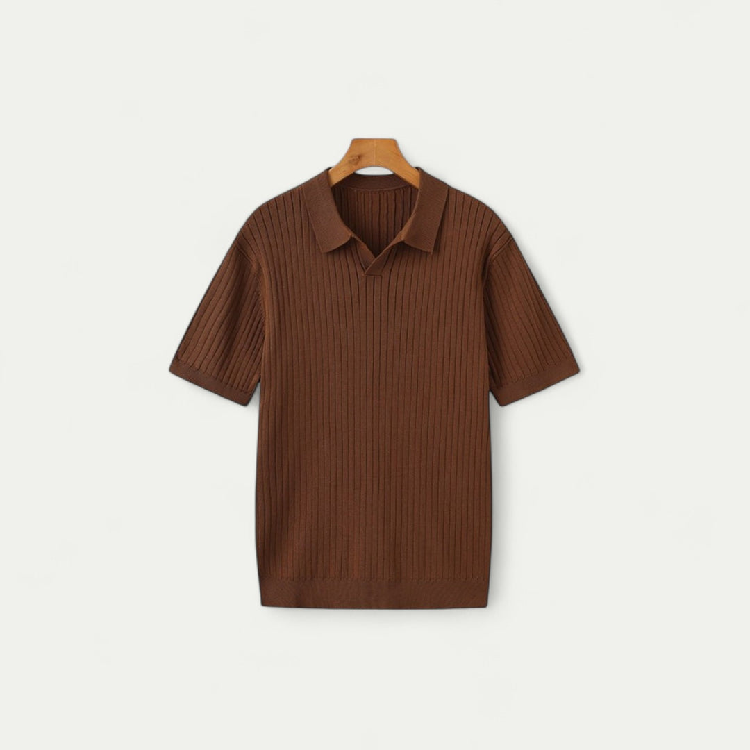 Men Ribbed Old Money Polo Shirt