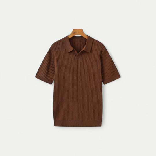 Men Ribbed Old Money Polo Shirt