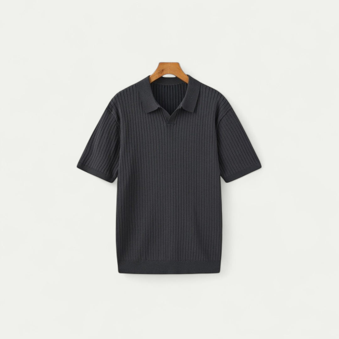 Men Ribbed Old Money Polo Shirt